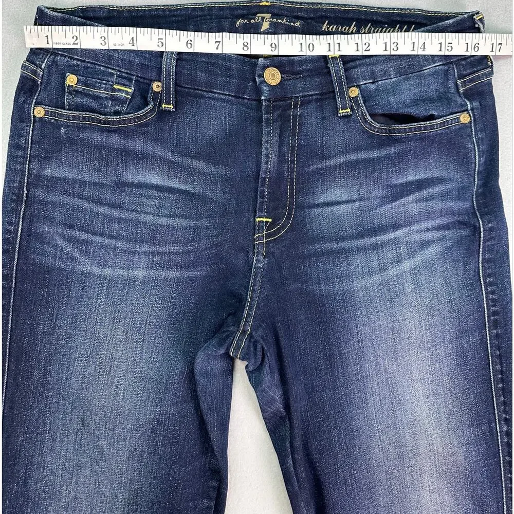7 For All Mankind Karah Straight Leg Dark Wash Stretch Jeans Size 31 - Picture 11 of 11